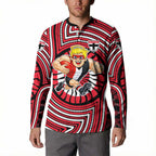 St Kilda Football Club Button Sweatshirt Indigenous Monochrome Dot Art Mascot Style