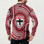 St Kilda Football Club Button Sweatshirt Indigenous Monochrome Dot Art Mascot Style