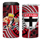 St Kilda Football Club 4 in 1 Can Cooler Tumbler Indigenous Monochrome Dot Art Mascot Style