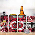 St Kilda Football Club 4 in 1 Can Cooler Tumbler Indigenous Monochrome Dot Art Mascot Style