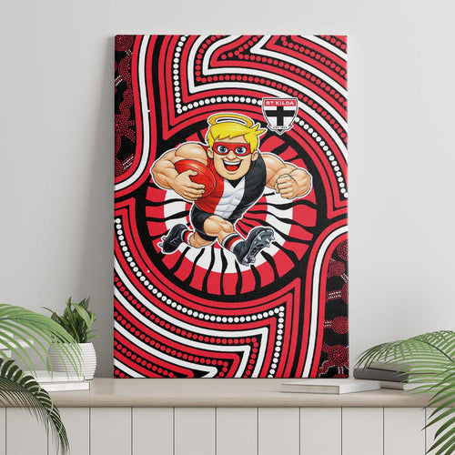 St Kilda Football Club Canvas Wall Art Indigenous Monochrome Dot Art Mascot Style