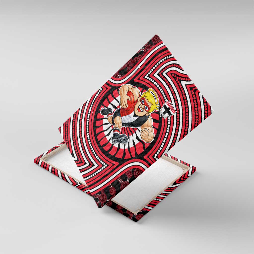 St Kilda Football Club Canvas Wall Art Indigenous Monochrome Dot Art Mascot Style