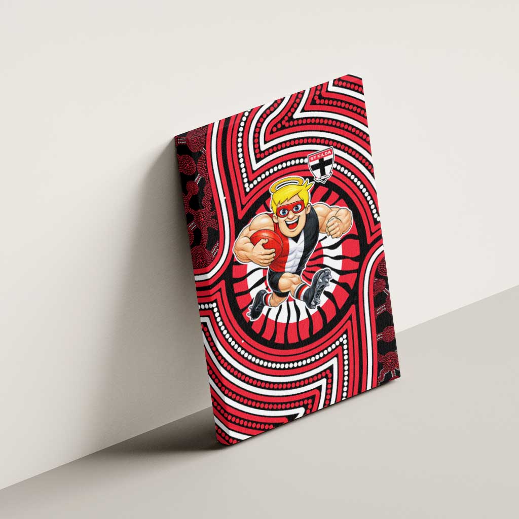 St Kilda Football Club Canvas Wall Art Indigenous Monochrome Dot Art Mascot Style