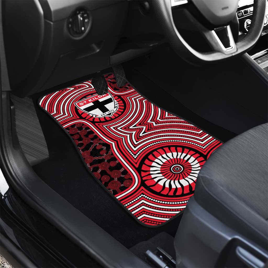St Kilda Football Club Car Mats Indigenous Monochrome Dot Art Mascot Style