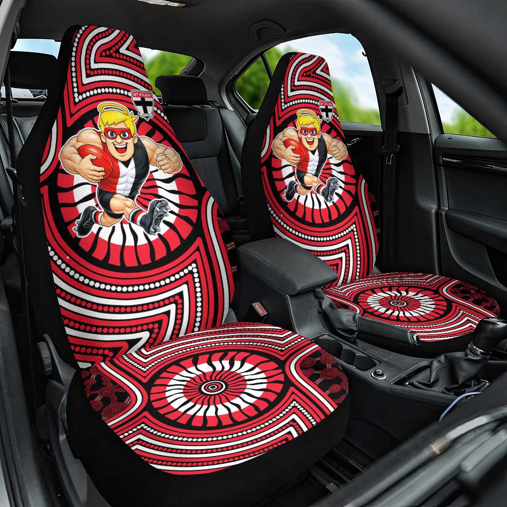 St Kilda Football Club Car Seat Cover Indigenous Monochrome Dot Art Mascot Style