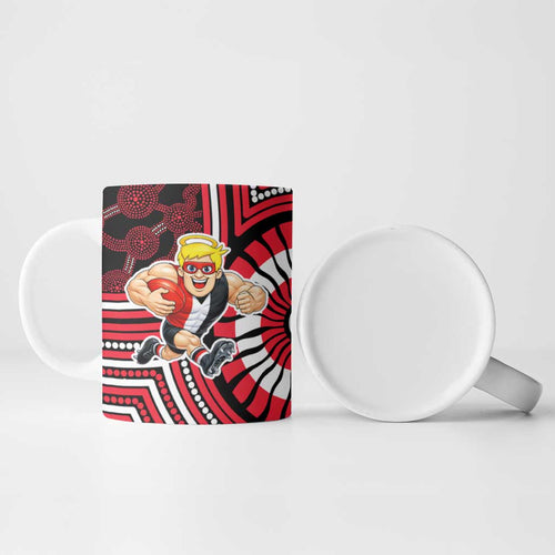 St Kilda Football Club Ceramic Mug Indigenous Monochrome Dot Art Mascot Style