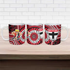St Kilda Football Club Ceramic Mug Indigenous Monochrome Dot Art Mascot Style
