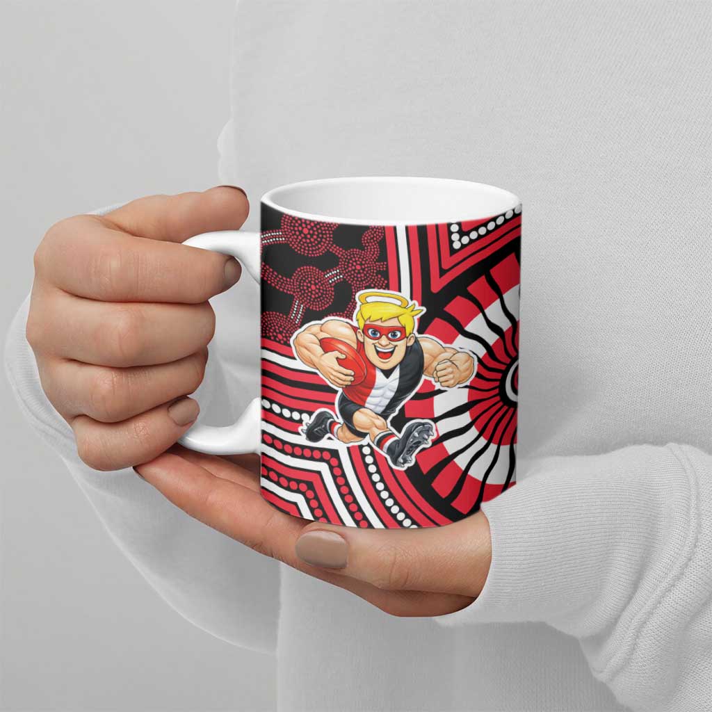 St Kilda Football Club Ceramic Mug Indigenous Monochrome Dot Art Mascot Style