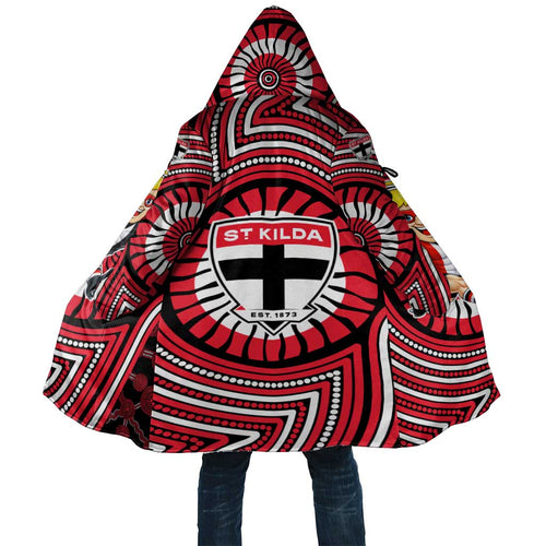 St Kilda Football Club Cloak Indigenous Monochrome Dot Art Mascot Style
