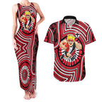 St Kilda Football Club Couples Matching Tank Maxi Dress and Hawaiian Shirt Indigenous Monochrome Dot Art Mascot Style