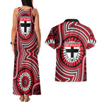 St Kilda Football Club Couples Matching Tank Maxi Dress and Hawaiian Shirt Indigenous Monochrome Dot Art Mascot Style