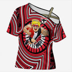 St Kilda Football Club Cross Shoulder Shirt Indigenous Monochrome Dot Art Mascot Style