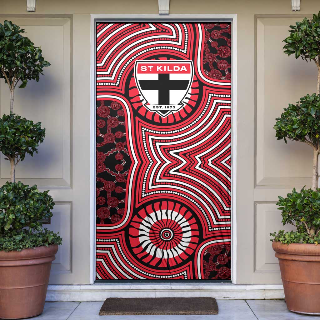 St Kilda Football Club Door Cover Indigenous Monochrome Dot Art Mascot Style