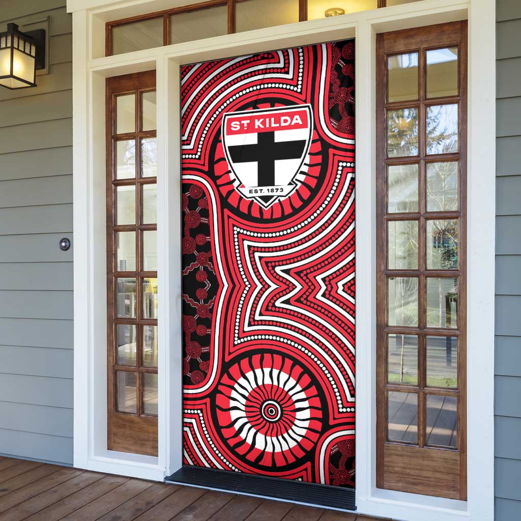 St Kilda Football Club Door Cover Indigenous Monochrome Dot Art Mascot Style