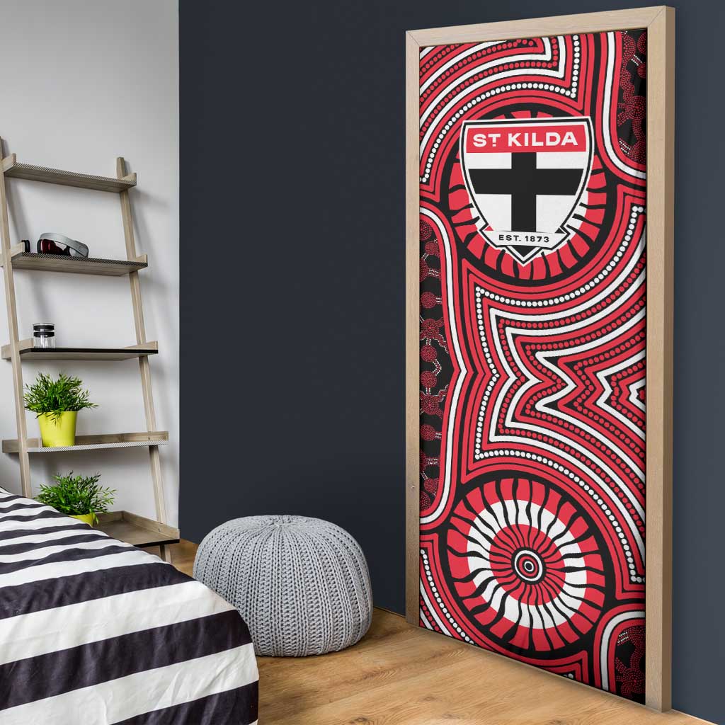 St Kilda Football Club Door Cover Indigenous Monochrome Dot Art Mascot Style
