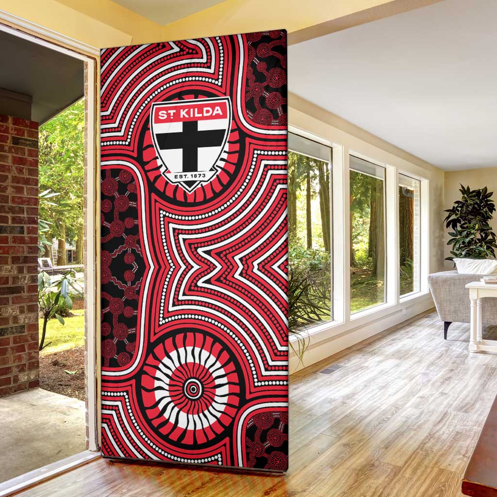 St Kilda Football Club Door Cover Indigenous Monochrome Dot Art Mascot Style