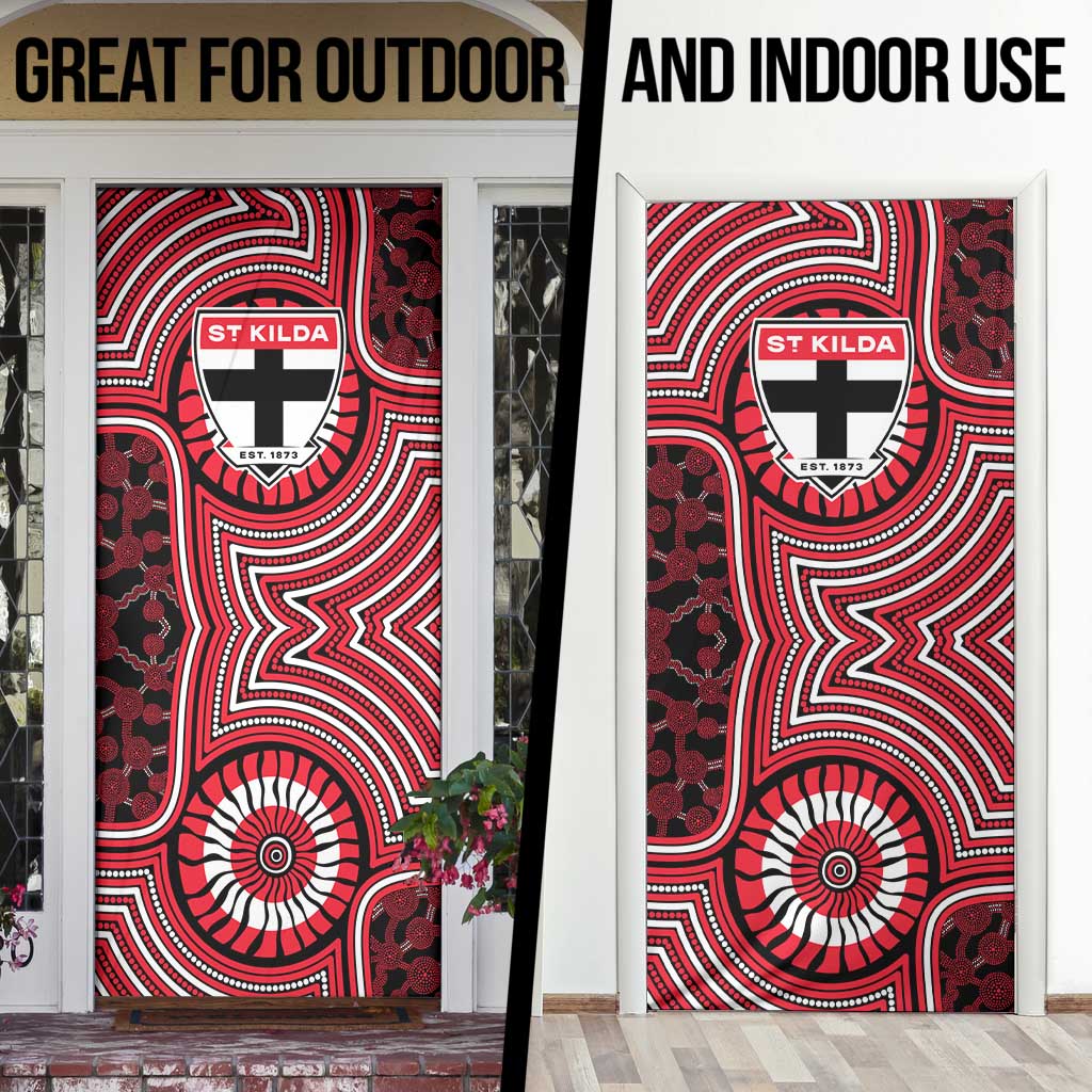 St Kilda Football Club Door Cover Indigenous Monochrome Dot Art Mascot Style