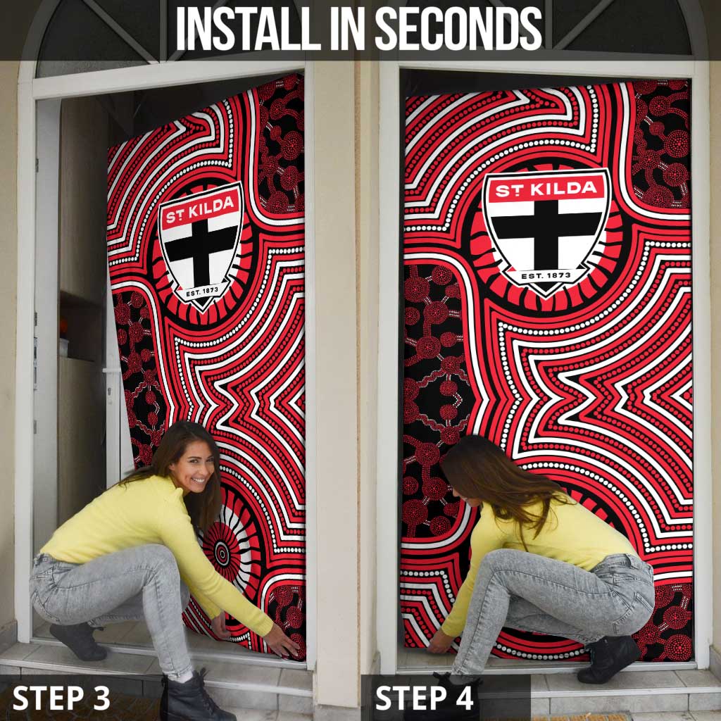 St Kilda Football Club Door Cover Indigenous Monochrome Dot Art Mascot Style