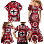 St Kilda Football Club Family Matching Mermaid Dress and Hawaiian Shirt Indigenous Monochrome Dot Art Mascot Style