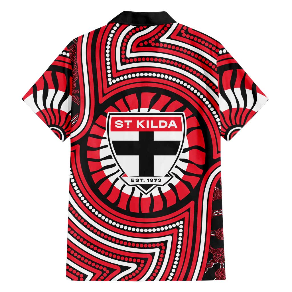 St Kilda Football Club Family Matching Mermaid Dress and Hawaiian Shirt Indigenous Monochrome Dot Art Mascot Style
