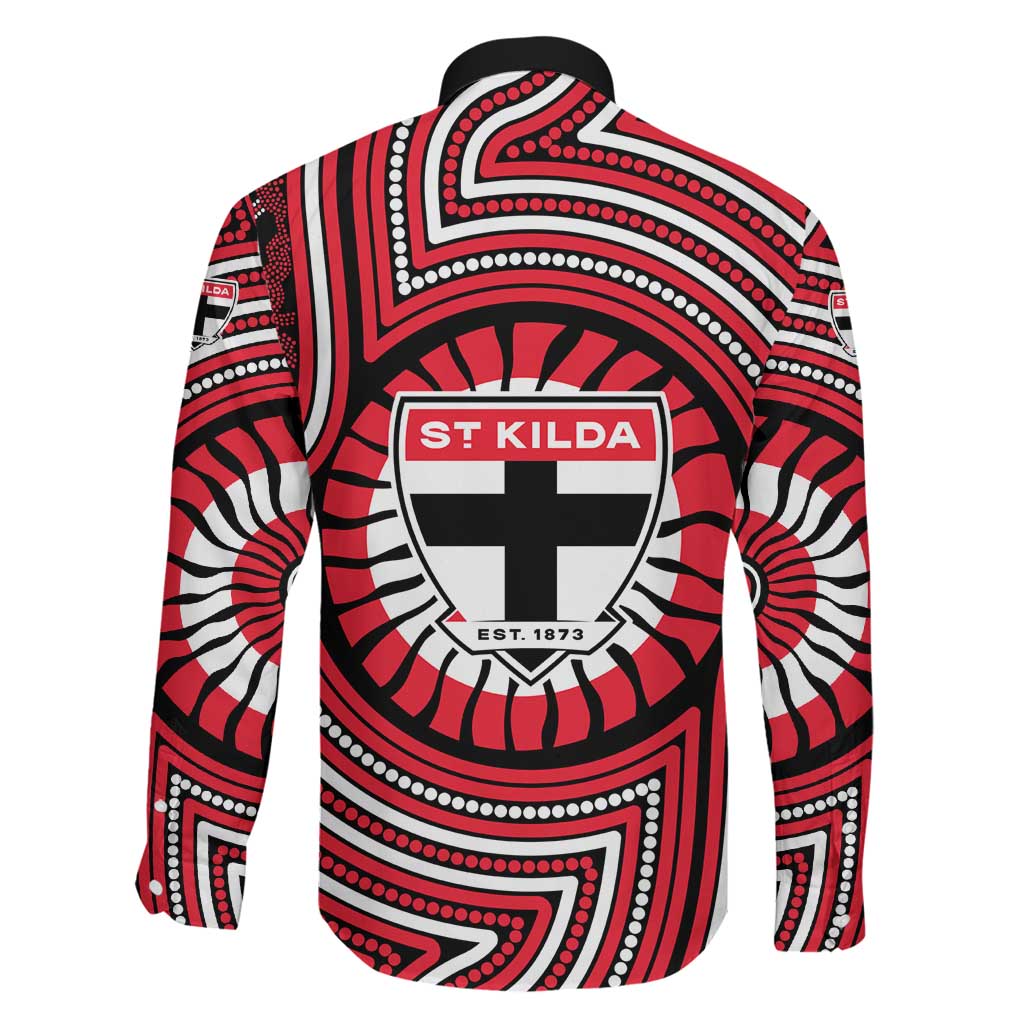 St Kilda Football Club Family Matching Mermaid Dress and Hawaiian Shirt Indigenous Monochrome Dot Art Mascot Style