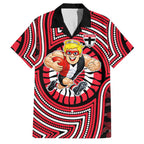 St Kilda Football Club Family Matching Summer Maxi Dress and Hawaiian Shirt Indigenous Monochrome Dot Art Mascot Style