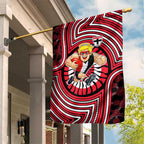 St Kilda Football Club Garden Flag Indigenous Monochrome Dot Art Mascot Style