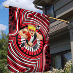 St Kilda Football Club Garden Flag Indigenous Monochrome Dot Art Mascot Style