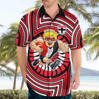 St Kilda Football Club Hawaiian Shirt Indigenous Monochrome Dot Art Mascot Style