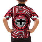 St Kilda Football Club Hawaiian Shirt Indigenous Monochrome Dot Art Mascot Style