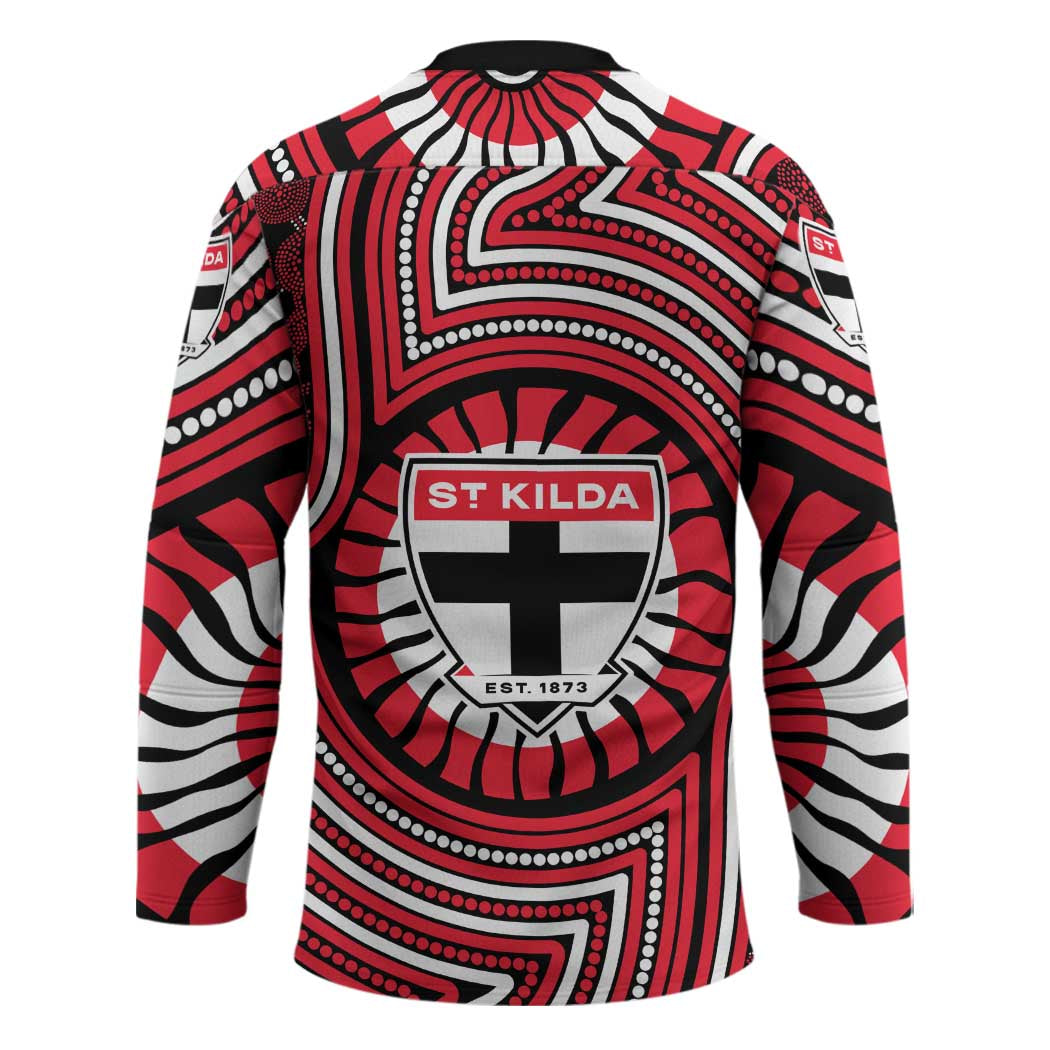 St Kilda Football Club Hockey Jersey Indigenous Monochrome Dot Art Mascot Style