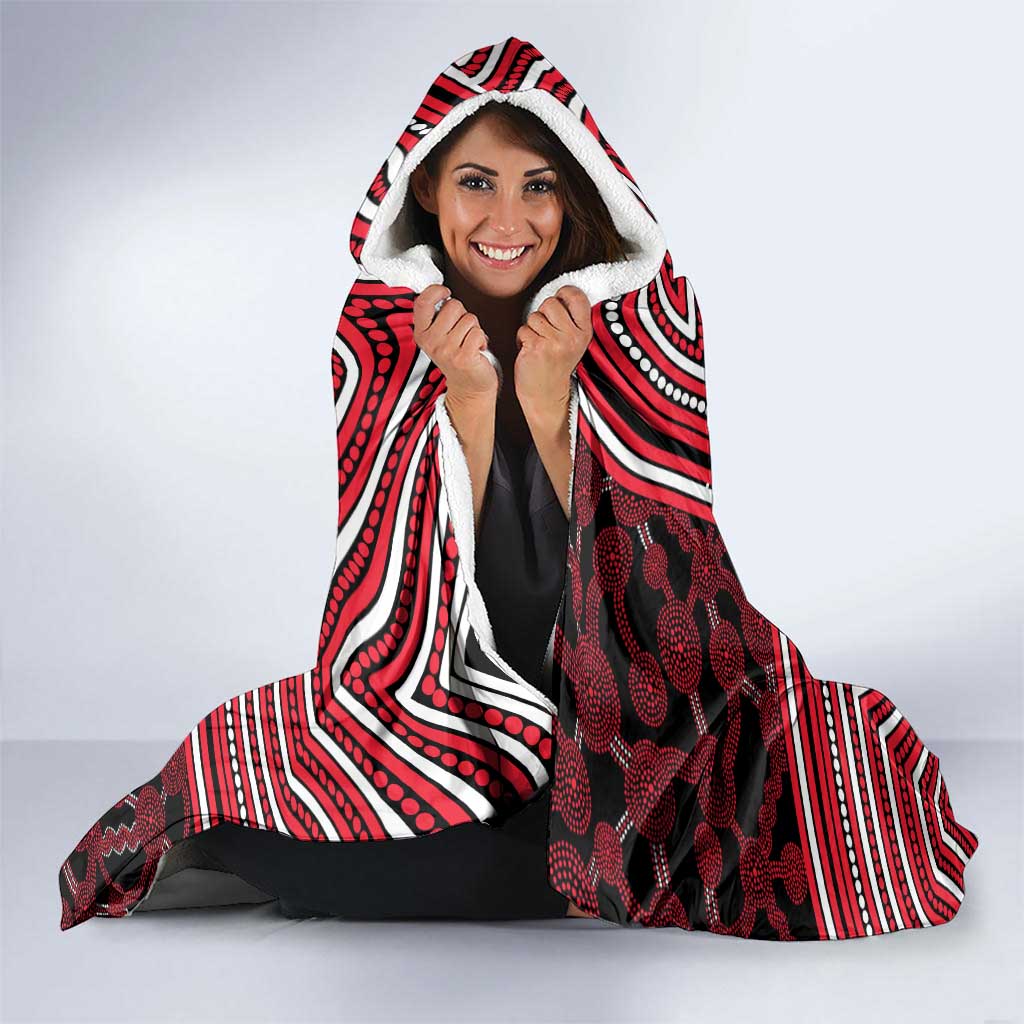 St Kilda Football Club Hooded Blanket Indigenous Monochrome Dot Art Mascot Style