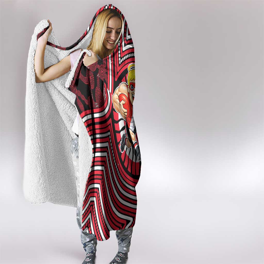 St Kilda Football Club Hooded Blanket Indigenous Monochrome Dot Art Mascot Style