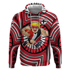 St Kilda Football Club Hoodie Indigenous Monochrome Dot Art Mascot Style