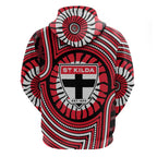 St Kilda Football Club Hoodie Indigenous Monochrome Dot Art Mascot Style