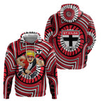 St Kilda Football Club Hoodie Indigenous Monochrome Dot Art Mascot Style