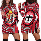 St Kilda Football Club Hoodie Dress Indigenous Monochrome Dot Art Mascot Style