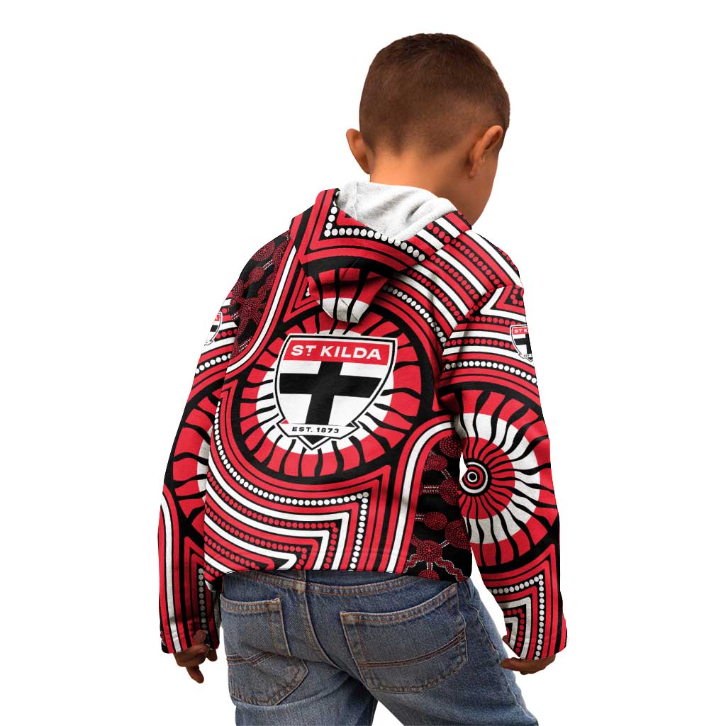 St Kilda Football Club Kid Hoodie Indigenous Monochrome Dot Art Mascot Style