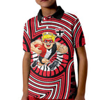 St Kilda Football Club Kid Polo Shirt Indigenous Monochrome Dot Art Mascot Style