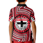 St Kilda Football Club Kid Polo Shirt Indigenous Monochrome Dot Art Mascot Style