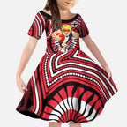 St Kilda Football Club Kid Short Sleeve Dress Indigenous Monochrome Dot Art Mascot Style