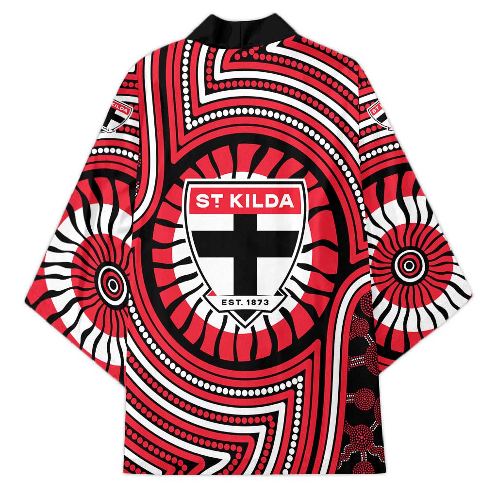 St Kilda Football Club Kimono Indigenous Monochrome Dot Art Mascot Style