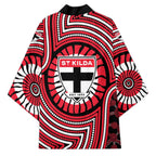 St Kilda Football Club Kimono Indigenous Monochrome Dot Art Mascot Style