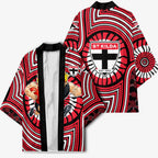 St Kilda Football Club Kimono Indigenous Monochrome Dot Art Mascot Style