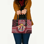 St Kilda Football Club Leather Bag Indigenous Monochrome Dot Art Mascot Style