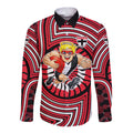 St Kilda Football Club Long Sleeve Button Shirt Indigenous Monochrome Dot Art Mascot Style