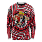St Kilda Football Club Long Sleeve Shirt Indigenous Monochrome Dot Art Mascot Style