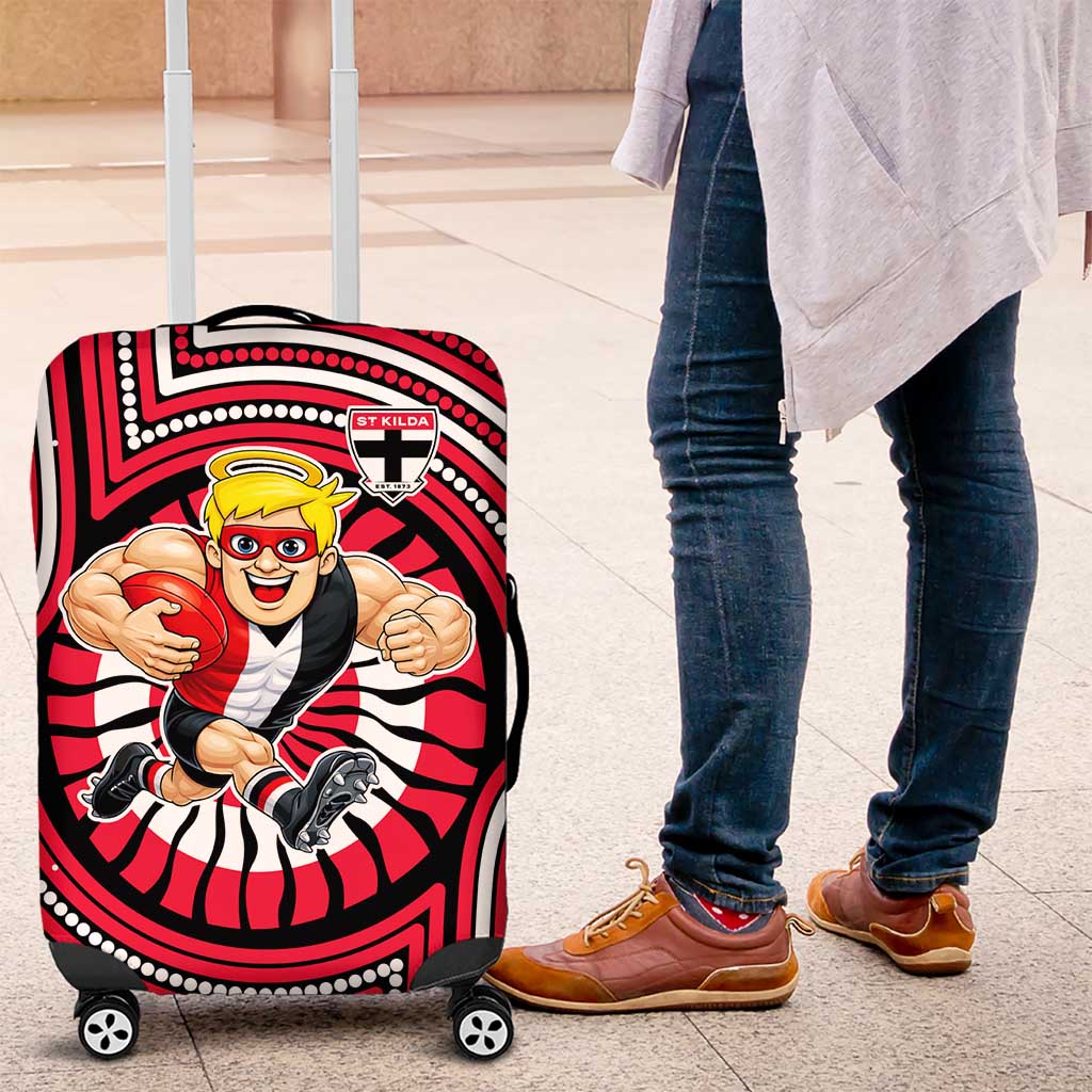 St Kilda Football Club Luggage Cover Indigenous Monochrome Dot Art Mascot Style