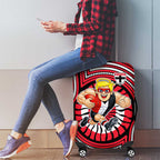 St Kilda Football Club Luggage Cover Indigenous Monochrome Dot Art Mascot Style