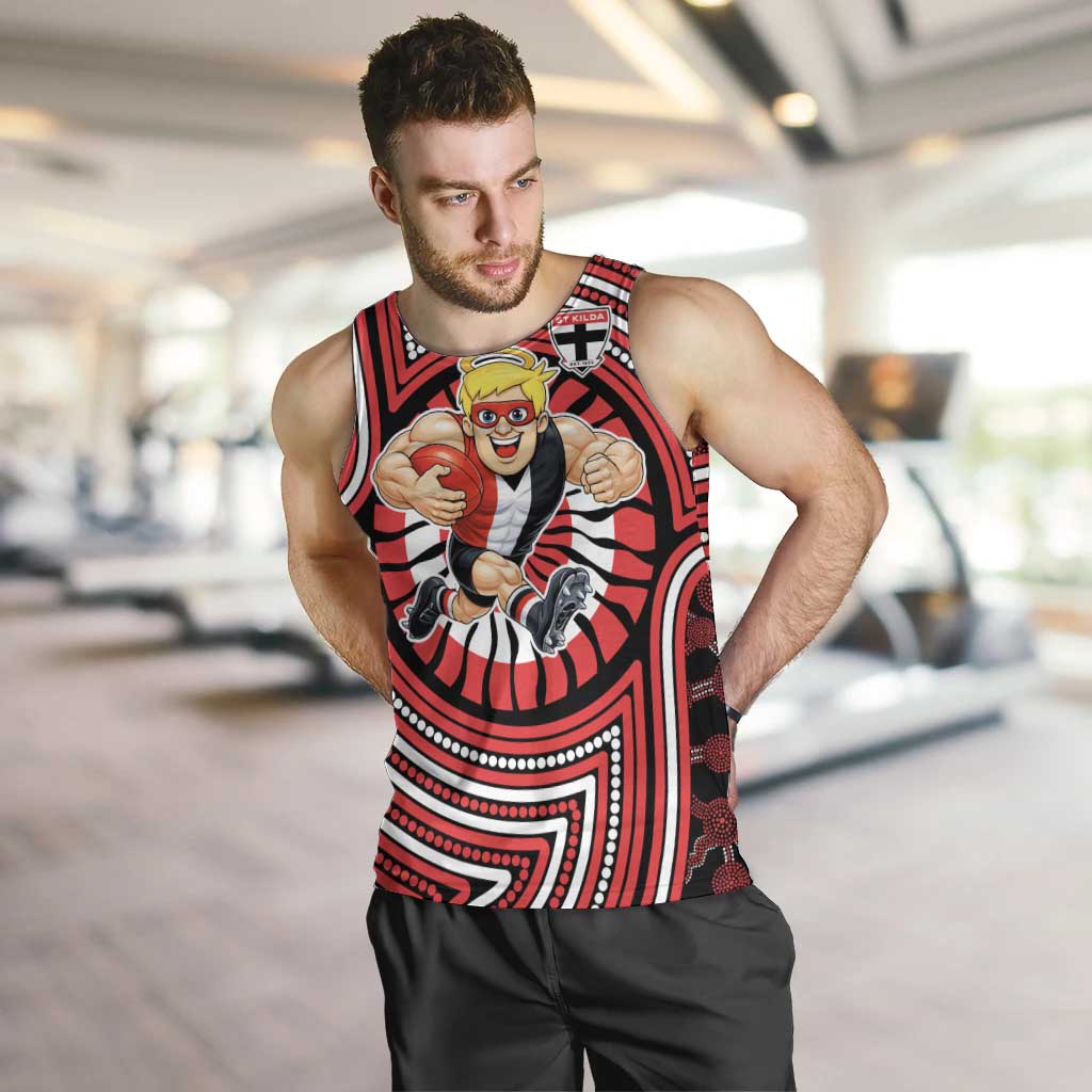 St Kilda Football Club Men Tank Top Indigenous Monochrome Dot Art Mascot Style